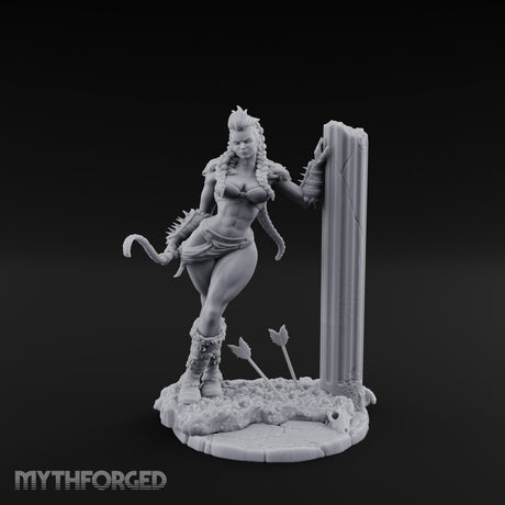 Wall Leaning Whip Ready Human Barbarian Miniature for Dungeons and Dragons, Pathfinder or other TTRPGs