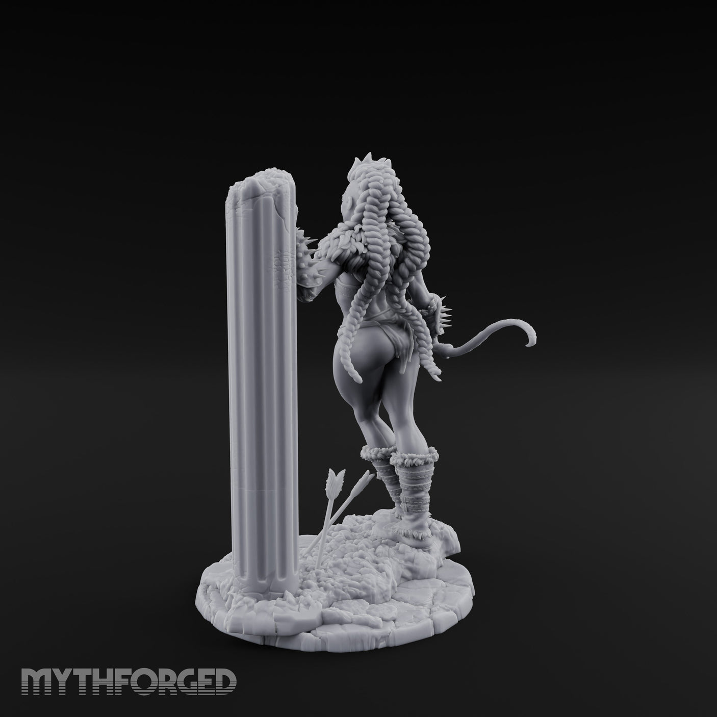 Wall Leaning Whip Ready Human Barbarian Miniature for Dungeons and Dragons, Pathfinder or other TTRPGs