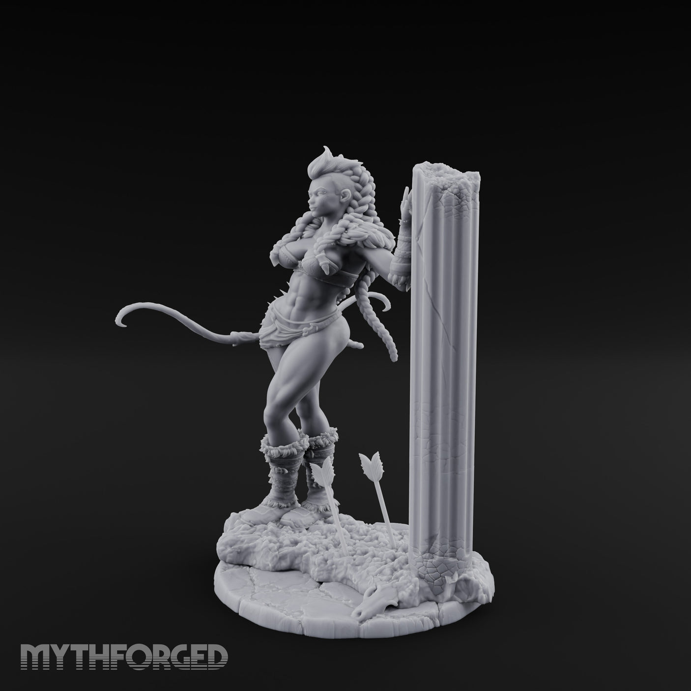 Wall Leaning Whip Ready Human Barbarian Miniature for Dungeons and Dragons, Pathfinder or other TTRPGs