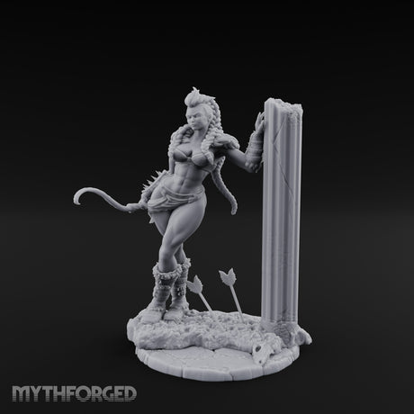 Wall Leaning Whip Ready Human Barbarian Miniature for Dungeons and Dragons, Pathfinder or other TTRPGs