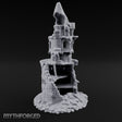 Wall-Sheared Rubble-Strewn Townhouse Tower Ruins Miniature for Dungeons and Dragons, Pathfinder or other TTRPGs