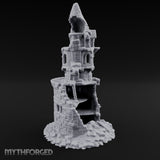 Wall-Sheared Rubble-Strewn Townhouse Tower Ruins Miniature for Dungeons and Dragons, Pathfinder or other TTRPGs