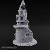 Wall-Sheared Rubble-Strewn Townhouse Tower Ruins Miniature for Dungeons and Dragons, Pathfinder or other TTRPGs