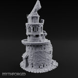 Wall-Sheared Rubble-Strewn Townhouse Tower Ruins Miniature for Dungeons and Dragons, Pathfinder or other TTRPGs