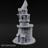 Wall-Sheared Rubble-Strewn Townhouse Tower Ruins Miniature for Dungeons and Dragons, Pathfinder or other TTRPGs