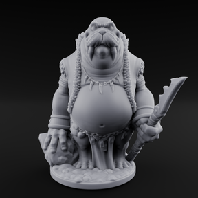 Belly Out Prowling Walrusfolk Hunters Miniature for Dungeons and Dragons, Pathfinder or other TTRPGs