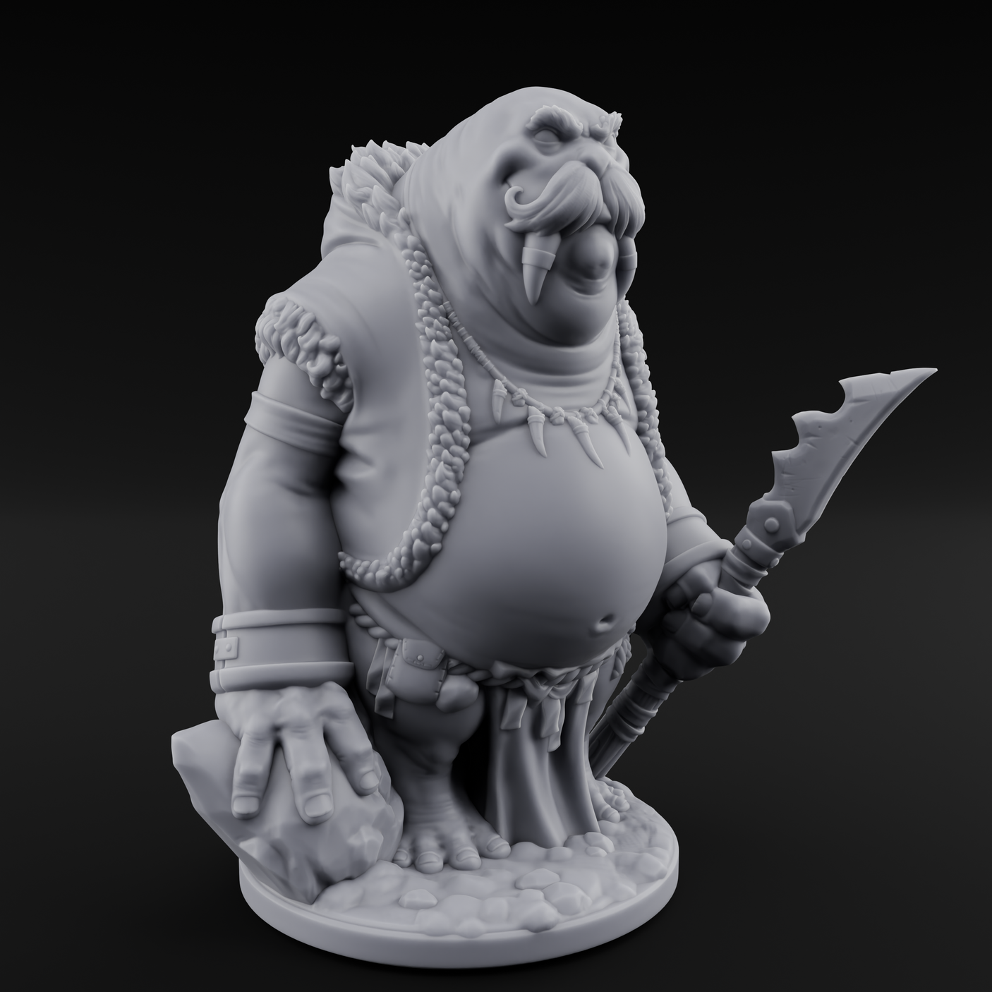 Belly Out Prowling Walrusfolk Hunters Miniature for Dungeons and Dragons, Pathfinder or other TTRPGs