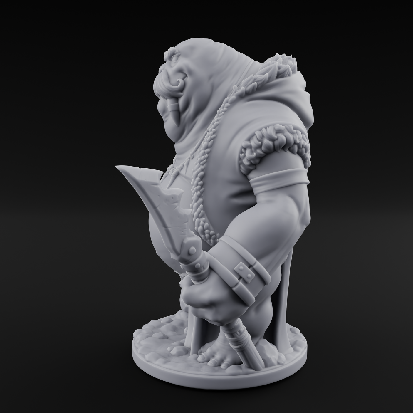 Belly Out Prowling Walrusfolk Hunters Miniature for Dungeons and Dragons, Pathfinder or other TTRPGs