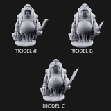 Belly Out Prowling Walrusfolk Hunters Miniature for Dungeons and Dragons, Pathfinder or other TTRPGs