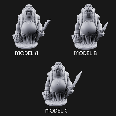 Belly Out Prowling Walrusfolk Hunters Miniature for Dungeons and Dragons, Pathfinder or other TTRPGs