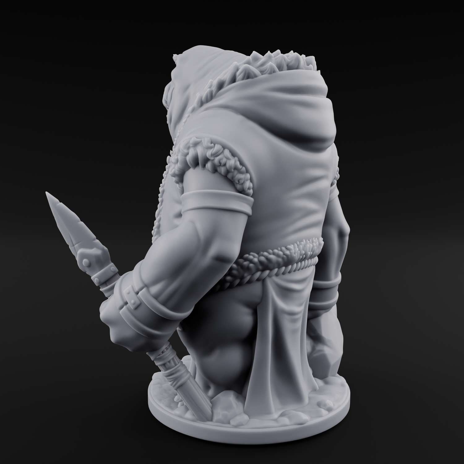 Belly Out Prowling Walrusfolk Hunter B Miniature for Dungeons and Dragons, Pathfinder or other TTRPGs