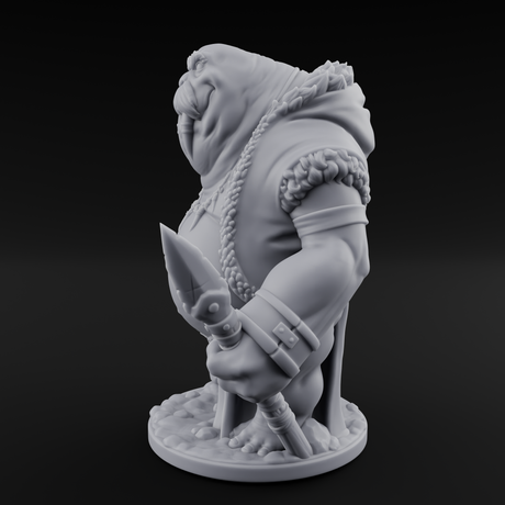Belly Out Prowling Walrusfolk Hunter B Miniature for Dungeons and Dragons, Pathfinder or other TTRPGs