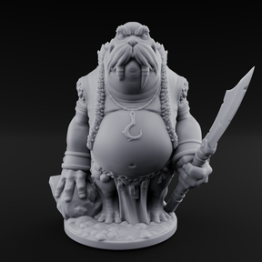 Belly Out Prowling Walrusfolk Hunter C Miniature for Dungeons and Dragons, Pathfinder or other TTRPGs