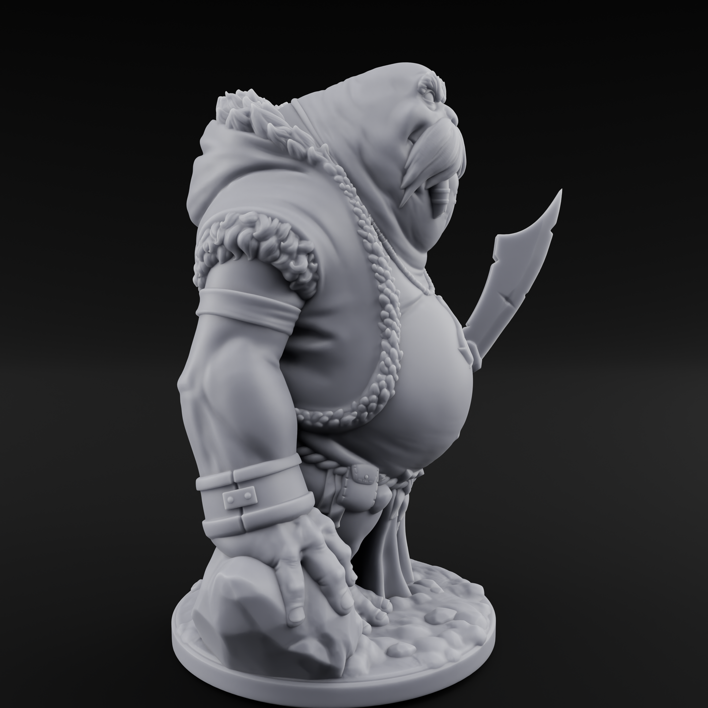 Belly Out Prowling Walrusfolk Hunters Miniature for Dungeons and Dragons, Pathfinder or other TTRPGs