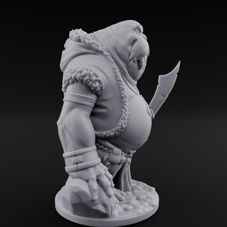 Belly Out Prowling Walrusfolk Hunters Miniature for Dungeons and Dragons, Pathfinder or other TTRPGs