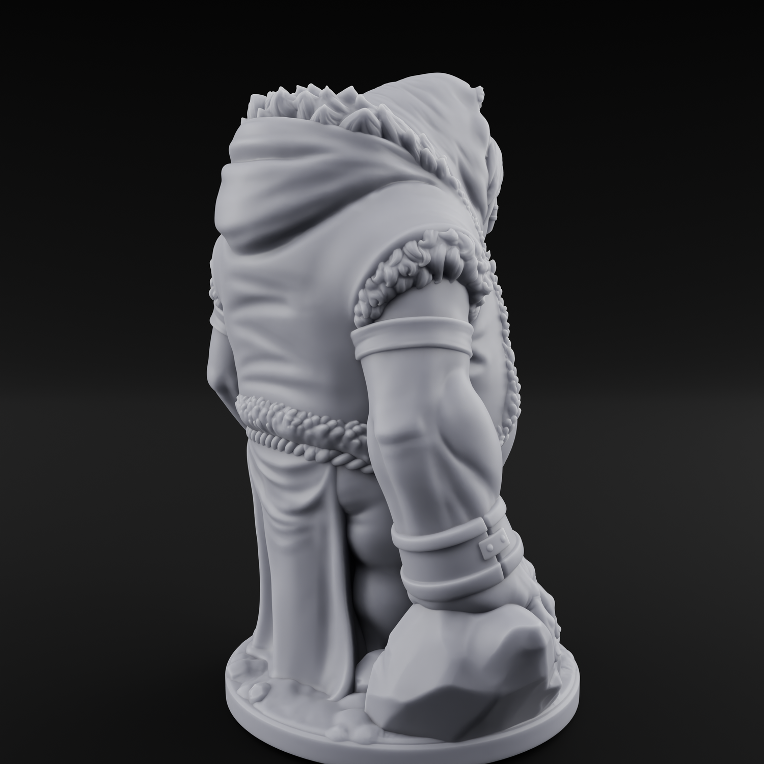 Belly Out Prowling Walrusfolk Hunter C Miniature for Dungeons and Dragons, Pathfinder or other TTRPGs
