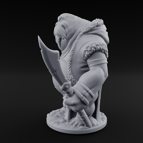 Belly Out Prowling Walrusfolk Hunter C Miniature for Dungeons and Dragons, Pathfinder or other TTRPGs