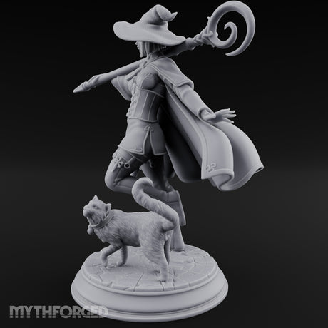 Wand Pointing Human Witch Miniature for Dungeons and Dragons, Pathfinder or other TTRPGs