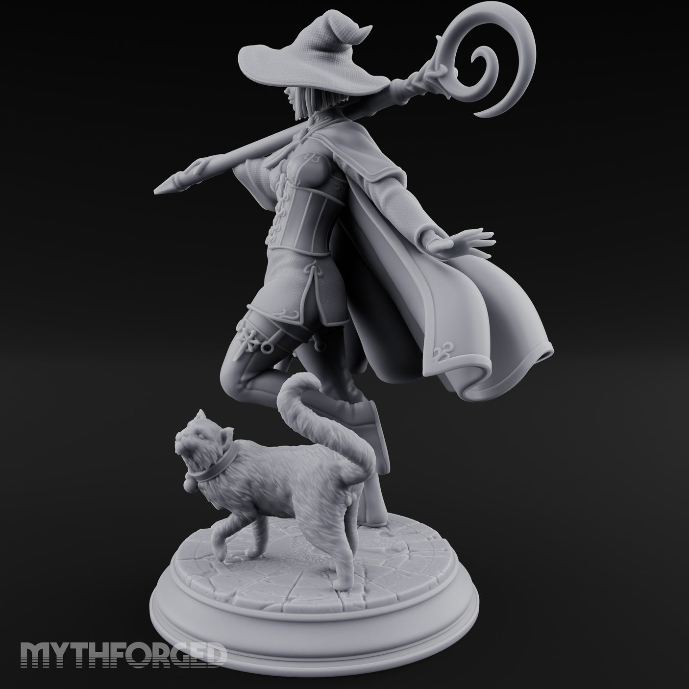 Wand Pointing Human Witch Miniature for Dungeons and Dragons, Pathfinder or other TTRPGs