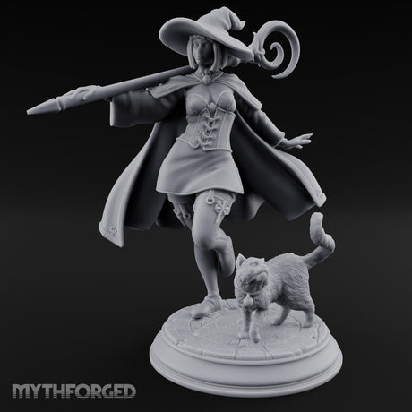 Wand Pointing Human Witch Miniature for Dungeons and Dragons, Pathfinder or other TTRPGs