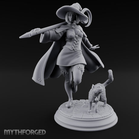 Wand Pointing Human Witch Miniature for Dungeons and Dragons, Pathfinder or other TTRPGs
