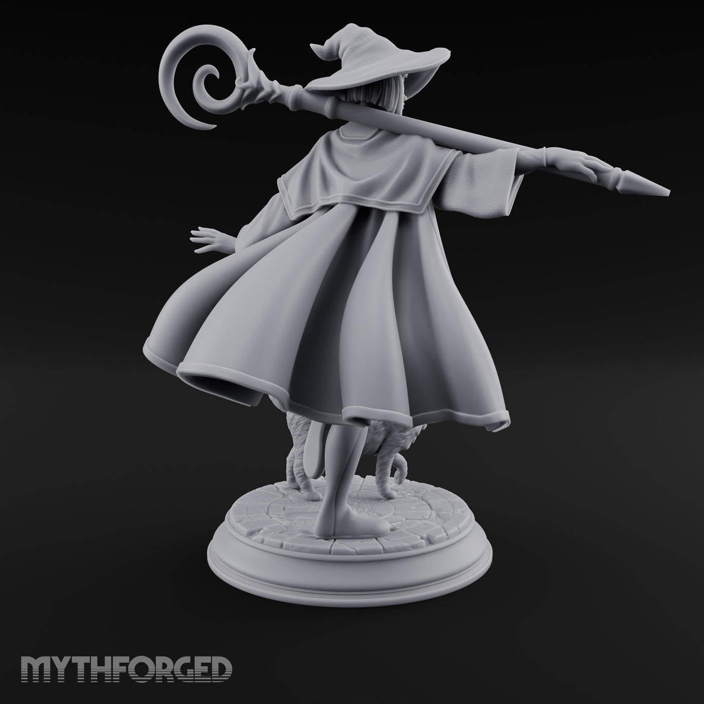 Wand Pointing Human Witch Miniature for Dungeons and Dragons, Pathfinder or other TTRPGs