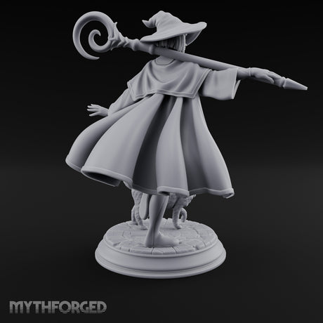 Wand Pointing Human Witch Miniature for Dungeons and Dragons, Pathfinder or other TTRPGs