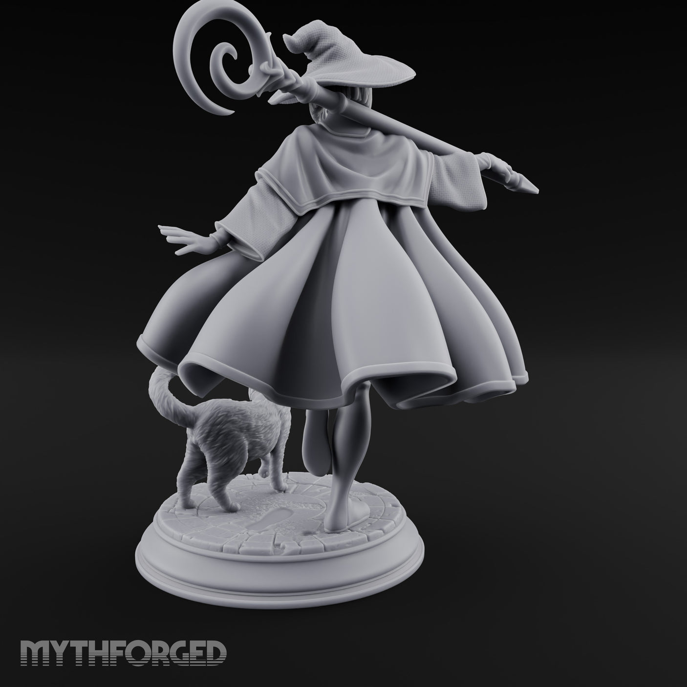 Wand Pointing Human Witch Miniature for Dungeons and Dragons, Pathfinder or other TTRPGs