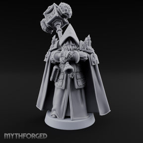 Hammer Resting Hooded Cleric Miniature for Dungeons and Dragons, Pathfinder or other TTRPGs