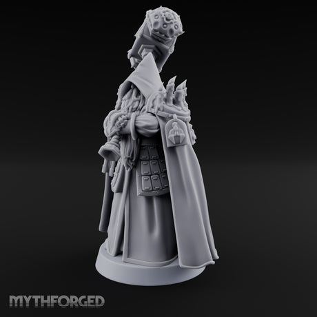 Hammer Resting Hooded Cleric Miniature for Dungeons and Dragons, Pathfinder or other TTRPGs