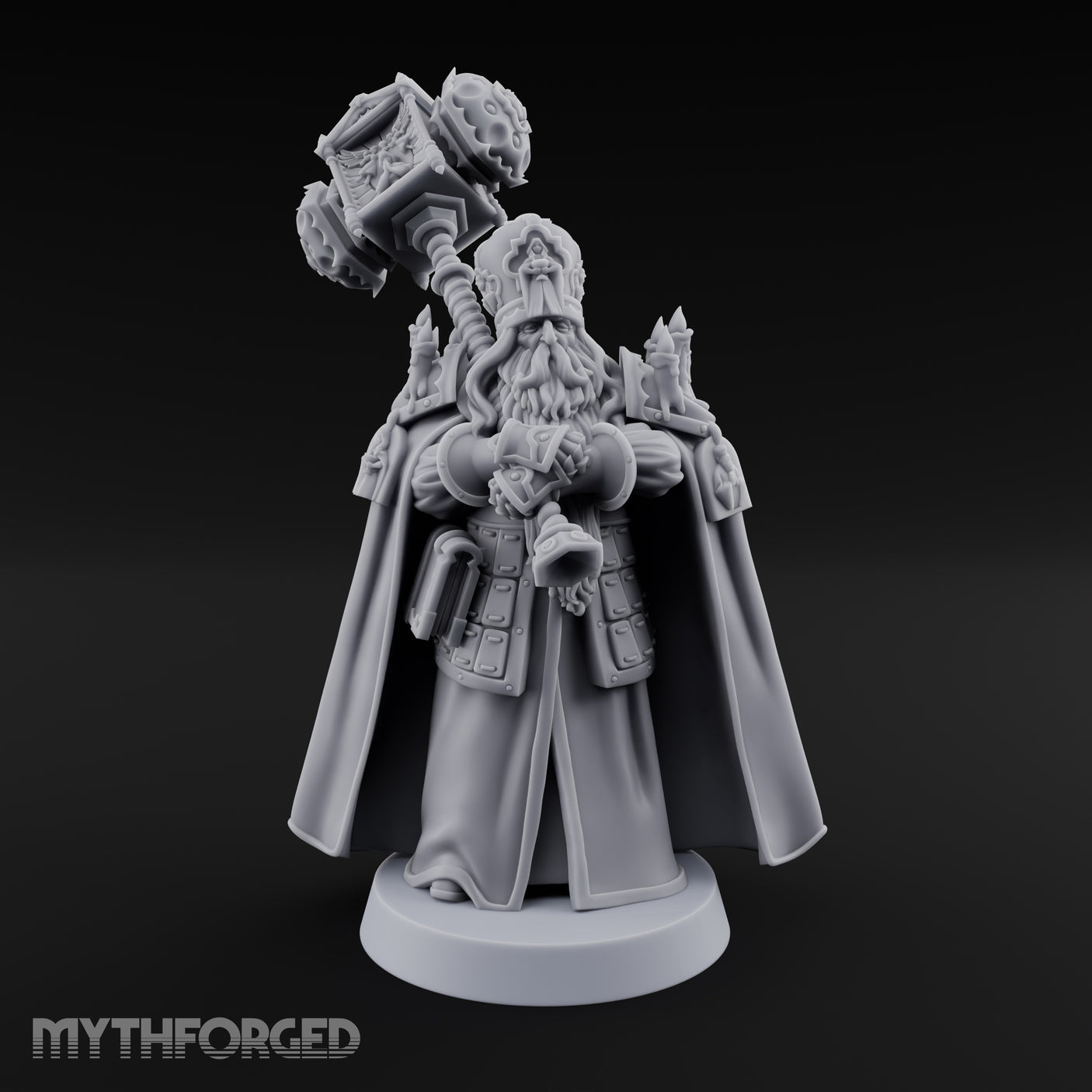 Shouldering Mighty Hammer Lord Miniature for Dungeons and Dragons, Pathfinder or other TTRPGs