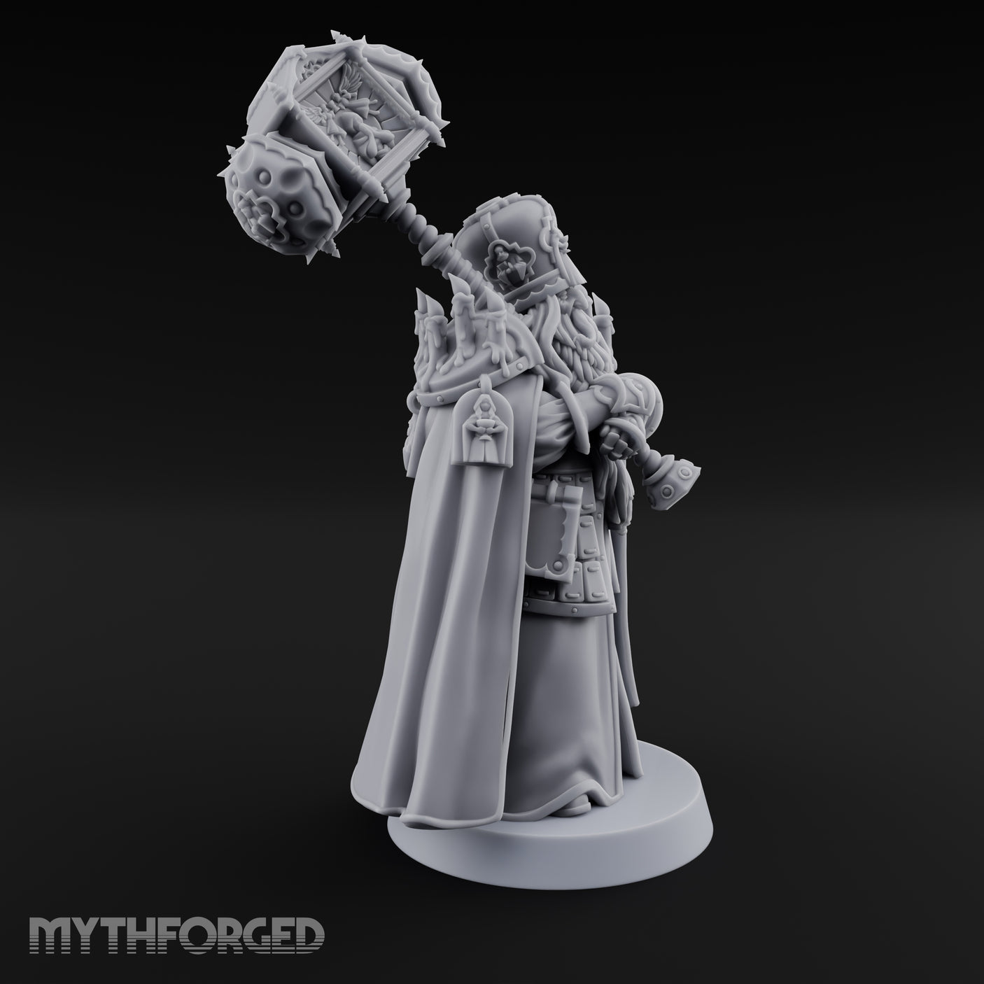 Shouldering Mighty Hammer Lord Miniature for Dungeons and Dragons, Pathfinder or other TTRPGs