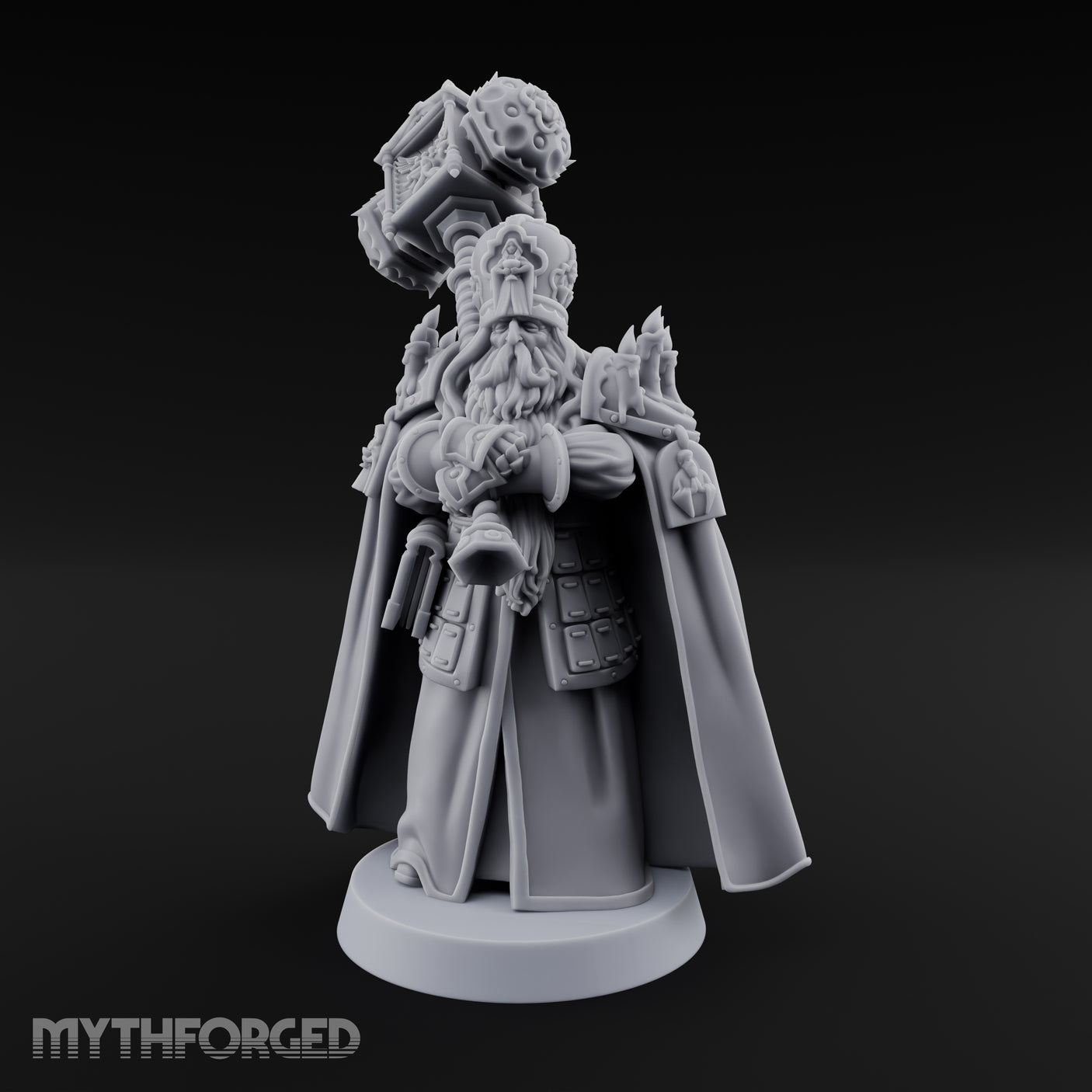 Shouldering Mighty Hammer Lord Miniature for Dungeons and Dragons, Pathfinder or other TTRPGs