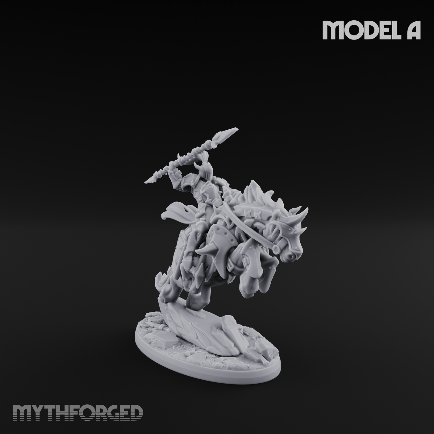 Fist Raised Triumphant War Stallion Warlord Miniature for Dungeons and Dragons, Pathfinder or other TTRPGs