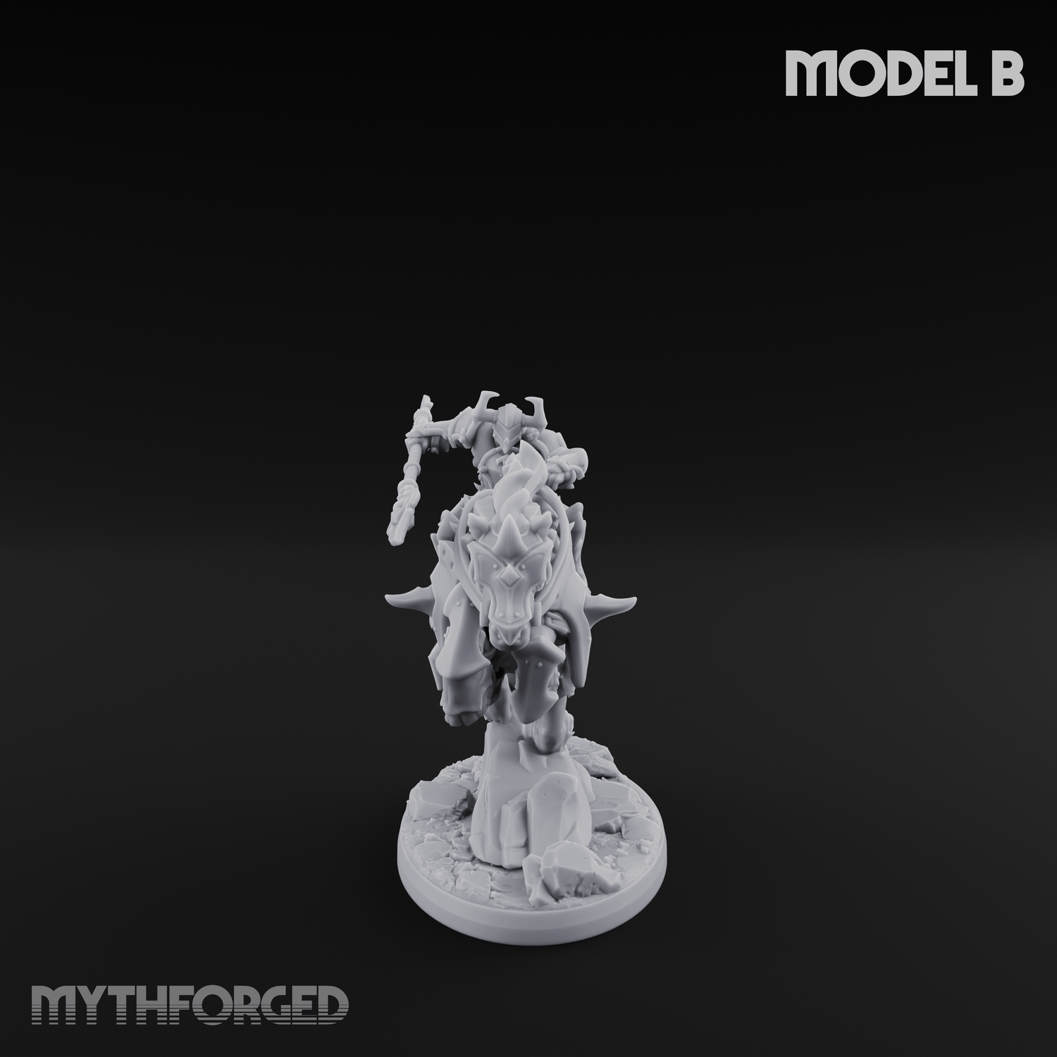 Fist Raised Triumphant War Stallion Warlord B Miniature for Dungeons and Dragons, Pathfinder or other TTRPGs