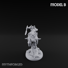 Fist Raised Triumphant War Stallion Warlord B Miniature for Dungeons and Dragons, Pathfinder or other TTRPGs