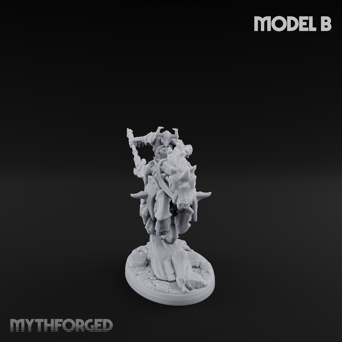 Fist Raised Triumphant War Stallion Warlord B Miniature for Dungeons and Dragons, Pathfinder or other TTRPGs