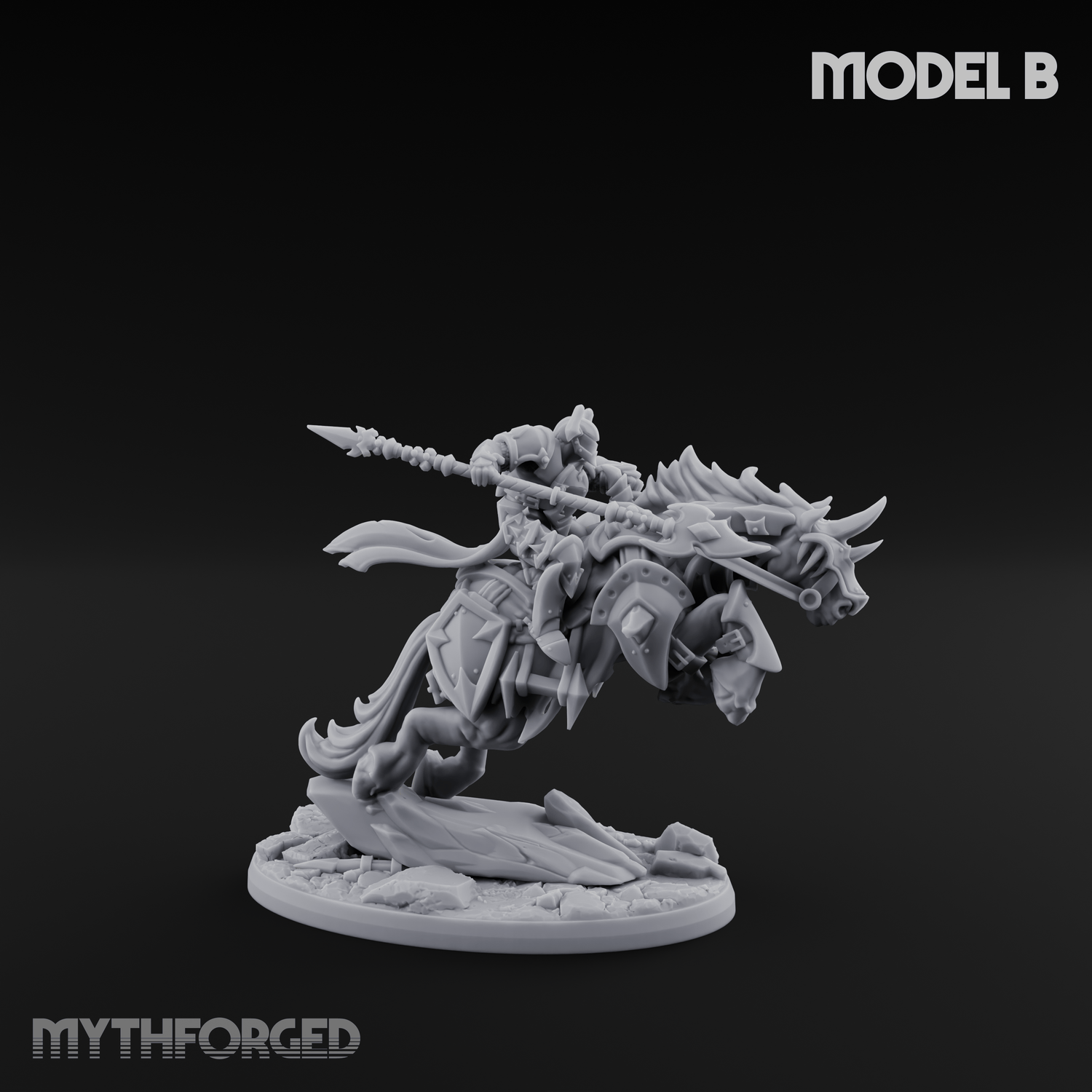 Fist Raised Triumphant War Stallion Warlord B Miniature for Dungeons and Dragons, Pathfinder or other TTRPGs