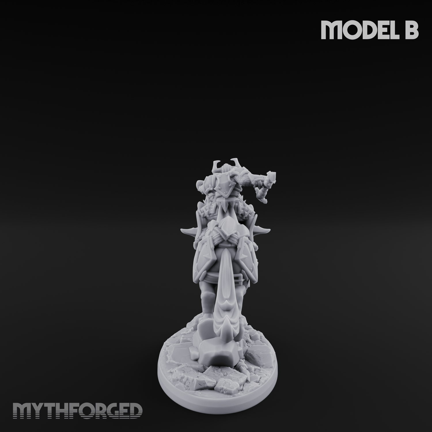 Fist Raised Triumphant War Stallion Warlord B Miniature for Dungeons and Dragons, Pathfinder or other TTRPGs