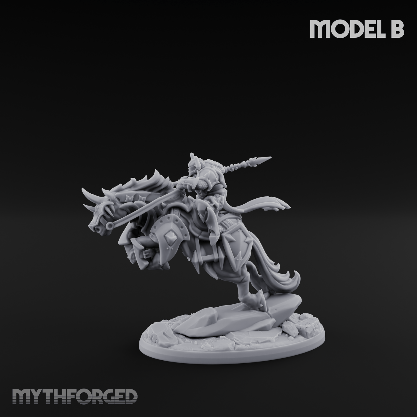 Fist Raised Triumphant War Stallion Warlord B Miniature for Dungeons and Dragons, Pathfinder or other TTRPGs