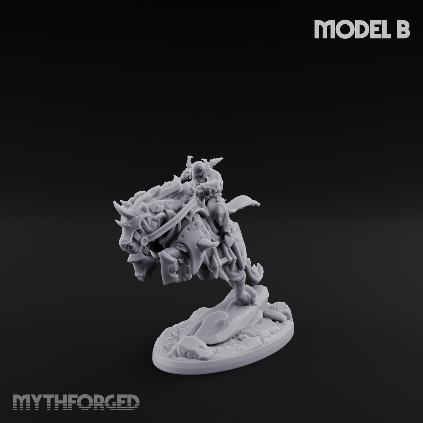 Fist Raised Triumphant War Stallion Warlord B Miniature for Dungeons and Dragons, Pathfinder or other TTRPGs