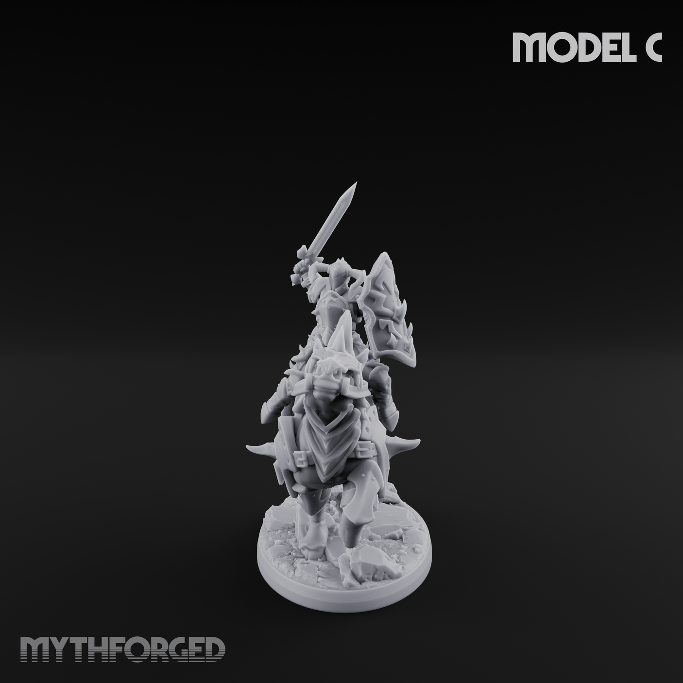 Fist Raised Triumphant War Stallion Warlord C Miniature for Dungeons and Dragons, Pathfinder or other TTRPGs
