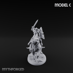 Fist Raised Triumphant War Stallion Warlord C Miniature for Dungeons and Dragons, Pathfinder or other TTRPGs