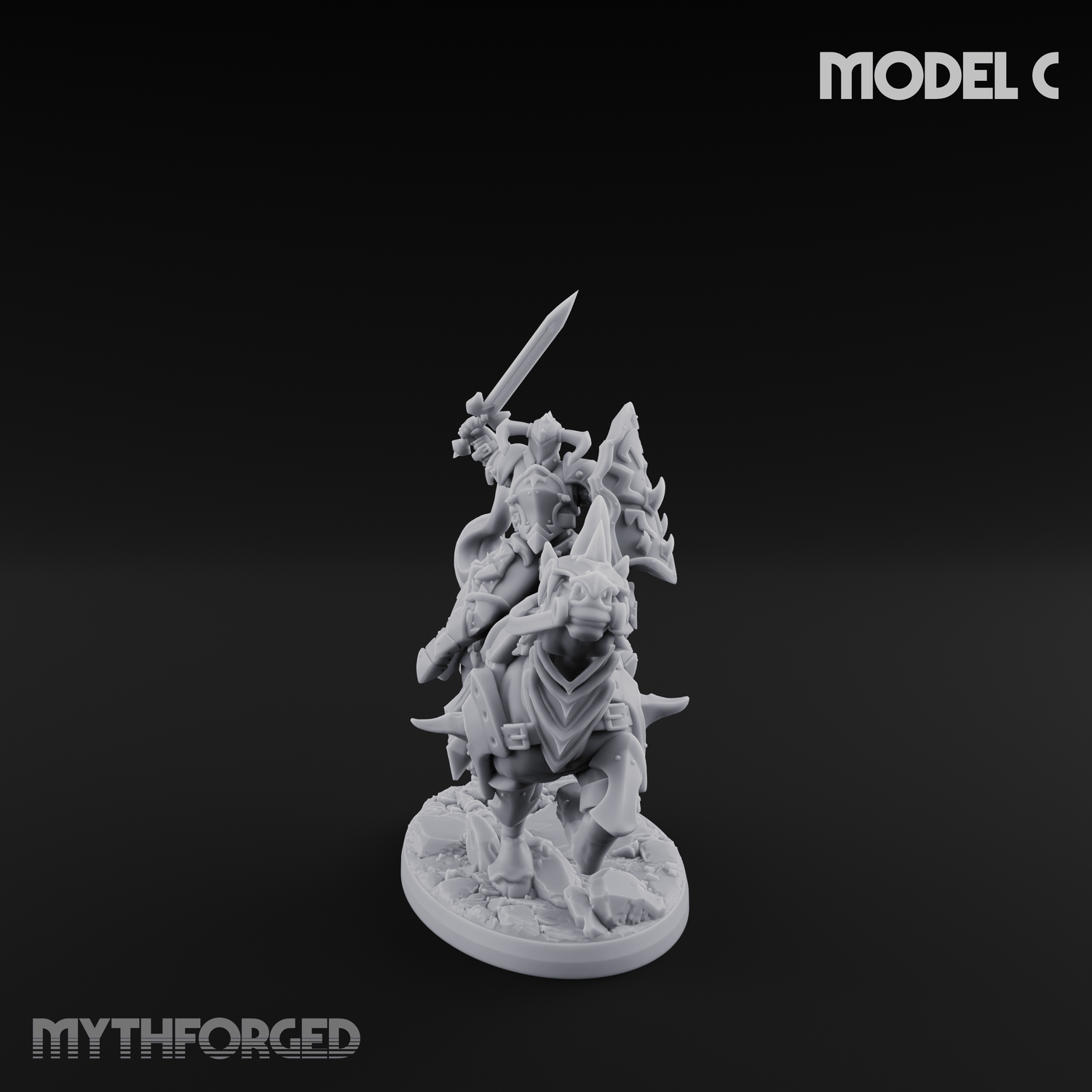 Fist Raised Triumphant War Stallion Warlord Miniature for Dungeons and Dragons, Pathfinder or other TTRPGs