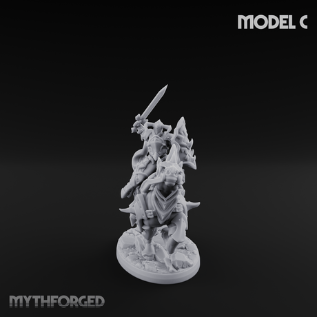 Fist Raised Triumphant War Stallion Warlord Miniature for Dungeons and Dragons, Pathfinder or other TTRPGs