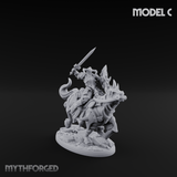Fist Raised Triumphant War Stallion Warlord C Miniature for Dungeons and Dragons, Pathfinder or other TTRPGs