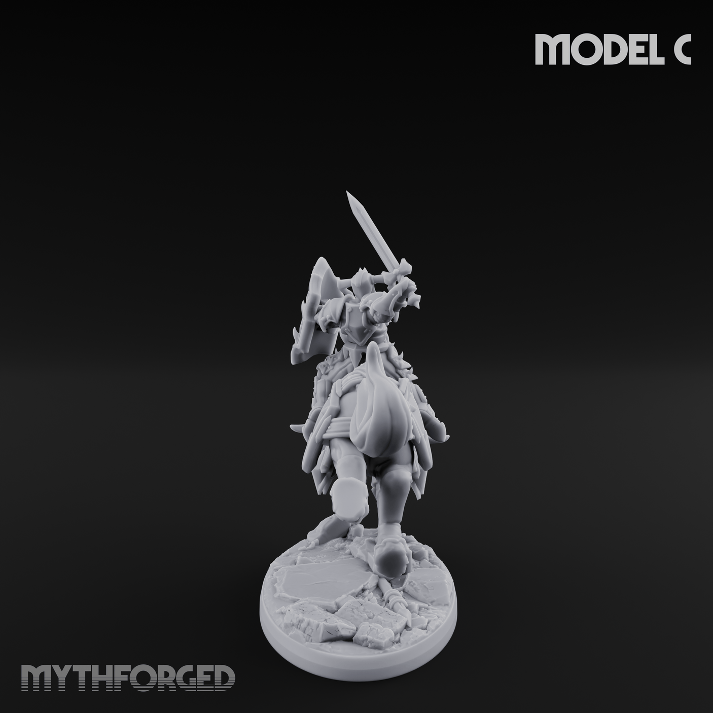 Fist Raised Triumphant War Stallion Warlord C Miniature for Dungeons and Dragons, Pathfinder or other TTRPGs
