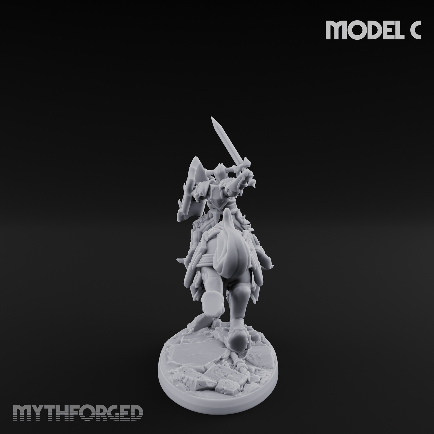Fist Raised Triumphant War Stallion Warlord C Miniature for Dungeons and Dragons, Pathfinder or other TTRPGs