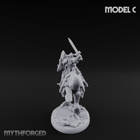 Fist Raised Triumphant War Stallion Warlord C Miniature for Dungeons and Dragons, Pathfinder or other TTRPGs