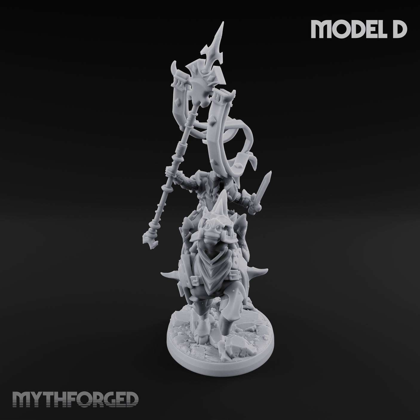 Fist Raised Triumphant War Stallion Warlord Miniature for Dungeons and Dragons, Pathfinder or other TTRPGs